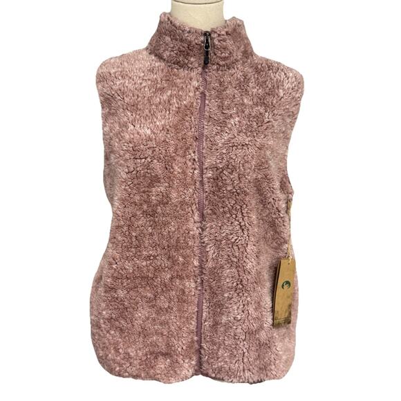 NWT $58 Stillwater Supply Co Softy Soft Sherpa Vest Pink Fuzzy Zip Up sizeMed - Picture 3 of 11
